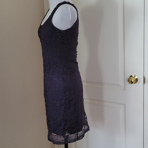 Purple Lace Overlay Dress - Picture 4 of 7